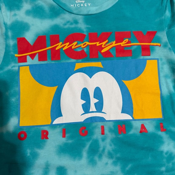 Disney Mickey Mouse Tie Dye Graphic T Shirt Teal Blue Men's Small S Original - Picture 2 of 7
